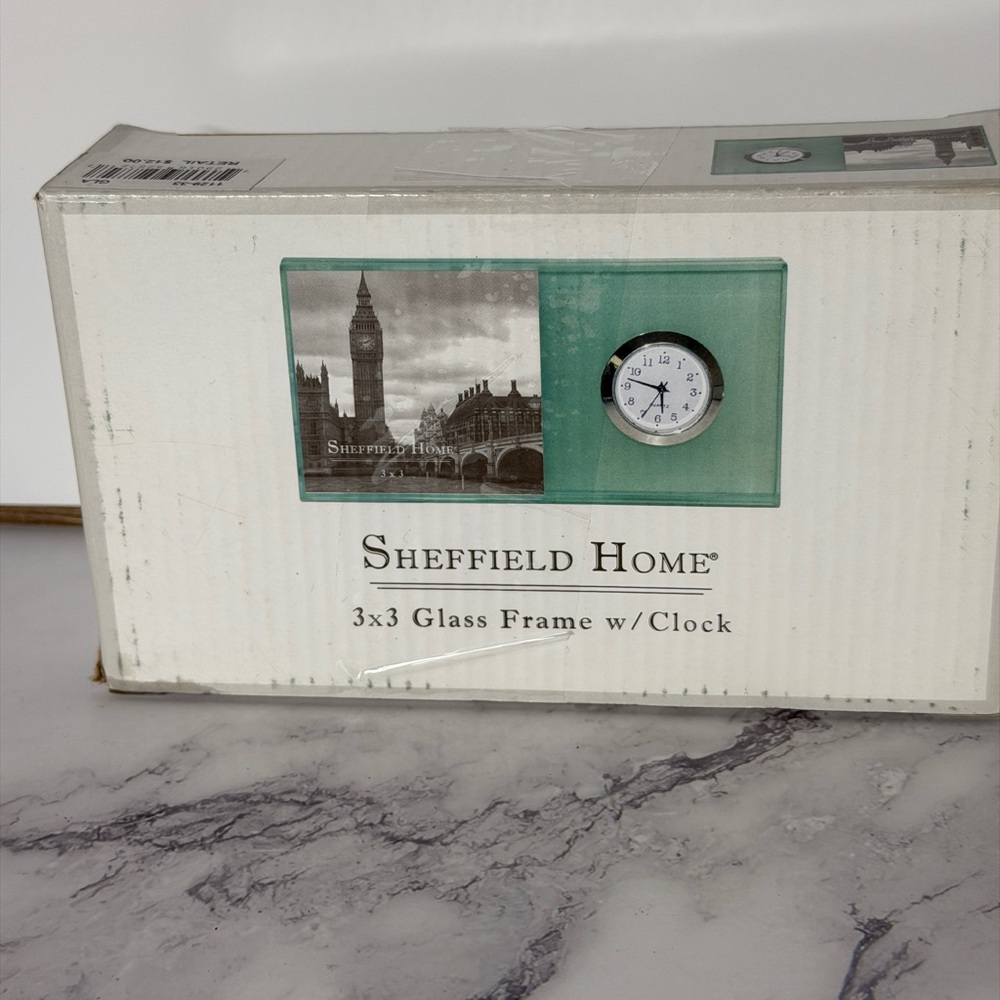 Sheffield Home Glass Picture Frame w/ Clock – New